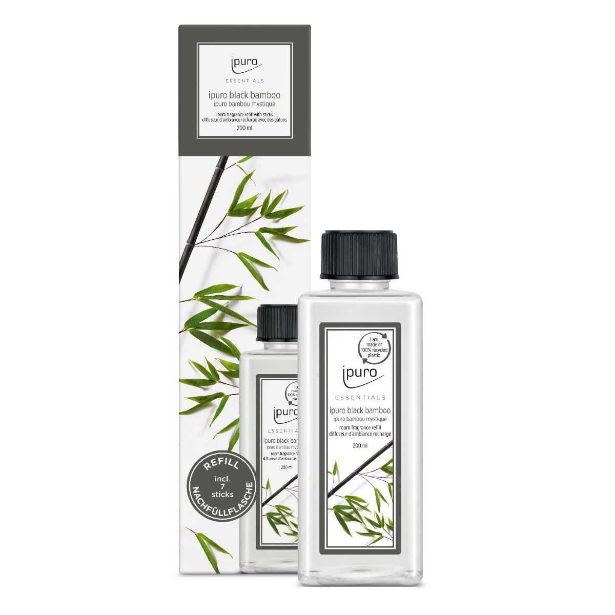 Ipuro Duftdiffusor-Nachfüllung aus schwarzem Bambus, 200 ml