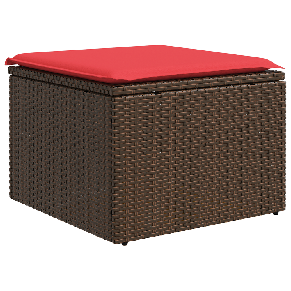 Vidaxl tuinkruk met kussen 55x55x37 cm poly rattan bruin