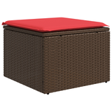 Vidaxl tuinkruk met kussen 55x55x37 cm poly rattan bruin