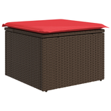 Vidaxl tuinkruk met kussen 55x55x37 cm poly rattan bruin