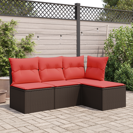 Vidaxl tuinkruk met kussen 55x55x37 cm poly rattan bruin