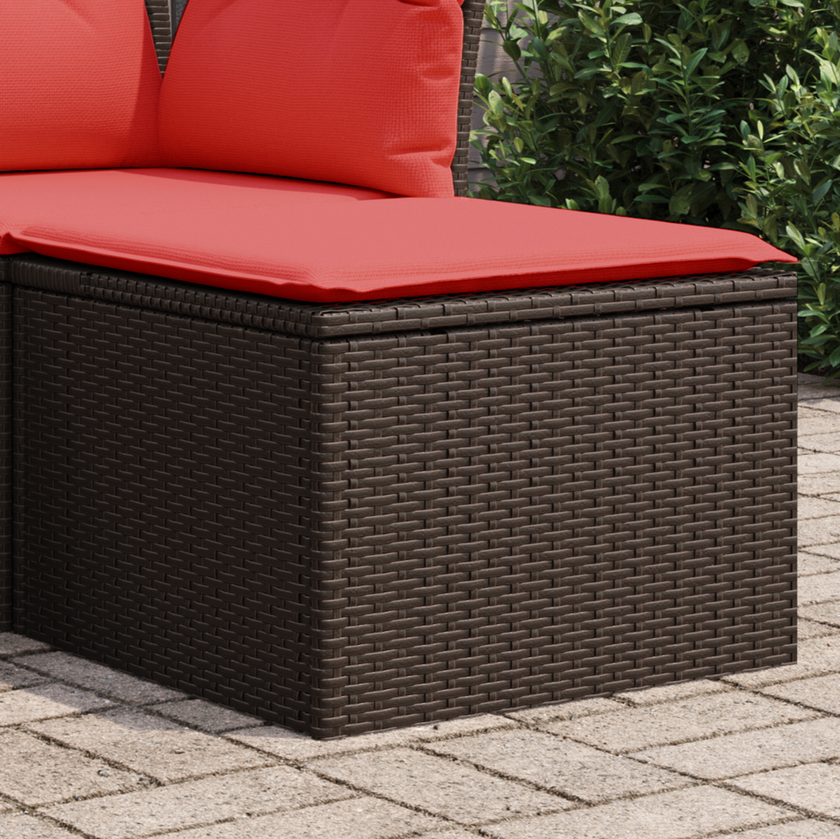 Vidaxl tuinkruk met kussen 55x55x37 cm poly rattan bruin