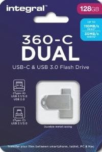 USB-Stick integriert 128 GB USB Typ-A USB Typ-C Silber