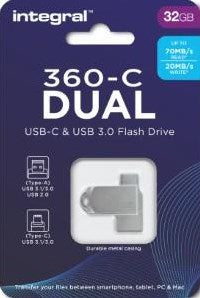 USB-Stick integriert 32 GB USB Typ-A USB Typ-C Silber