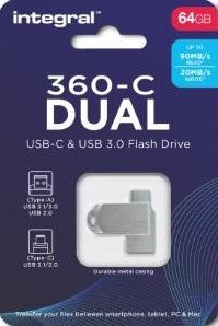 USB-Stick integriert 64 GB USB Typ-A USB Typ-C Silber