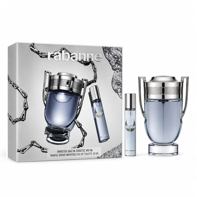 Paco rabanne invictus geschenkset heren eau de toilette spray 100ml + travel spray 20ml