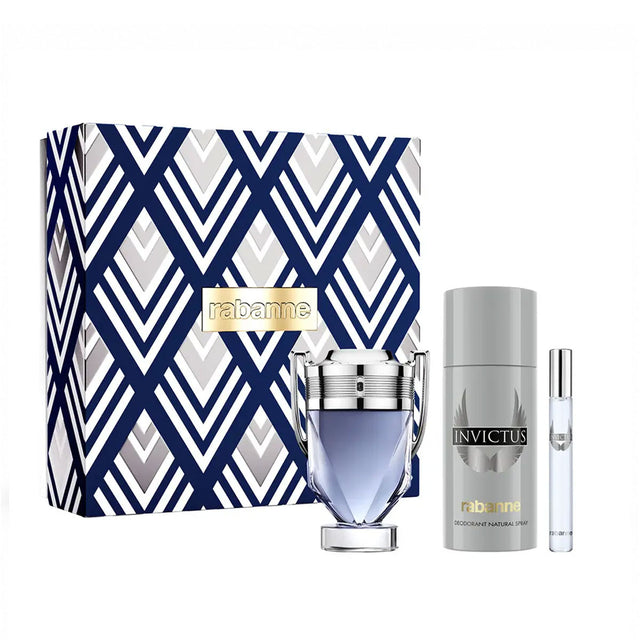 Paco rabanne invictus festive geschenkset eau de toilette spray 100ml + deo spray 150ml + mini 10ml