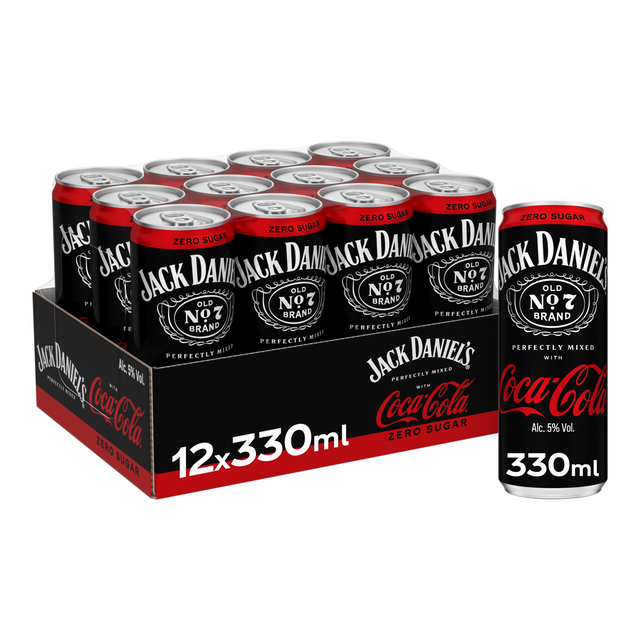 Jack daniel's coca cola zero sleek blik (12x 33 cl)