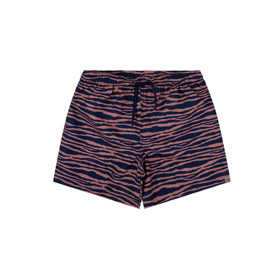 Lebendige Streifen | Blau-Orange UV-Badehose Junge