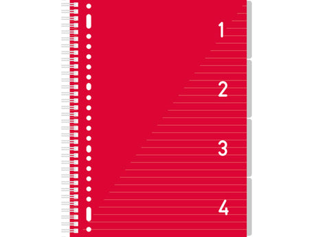Kangaro 4 in 1 Schreibblock A4, liniert rot