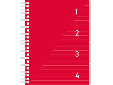 Kangaro 4 in 1 Schreibblock A5, liniert rot