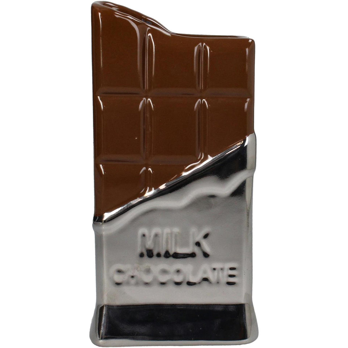 Kersten vaas melk chocolade fijn aardewerk silver 10x5x19.5cm