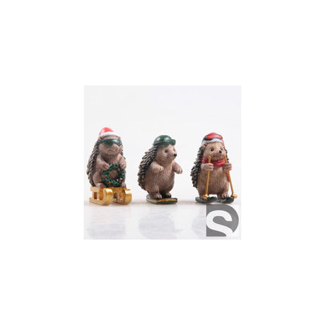 Season inspired decoration farmwood beeld egel h6cm 3ass