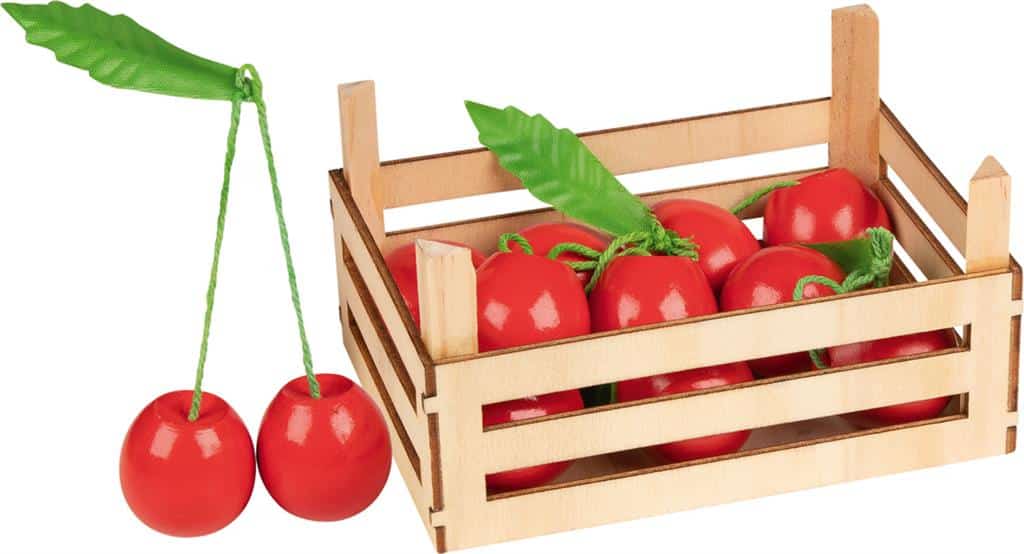Goki Spielzeugküche - Obstkiste mit Kirschen - 14,1x10,1x7,3cm - 6 Teile - Holz