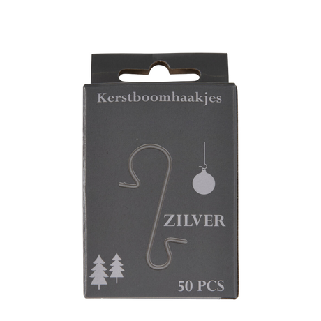 Basic Weihnachtsbaumhaken silberfarben 50 Stück