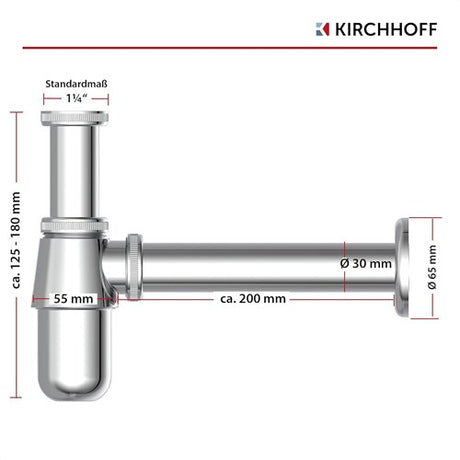 Kirchhoff beker sifon, chroom, 1 1 4 (5 4 ) x 32 mm - 98803110