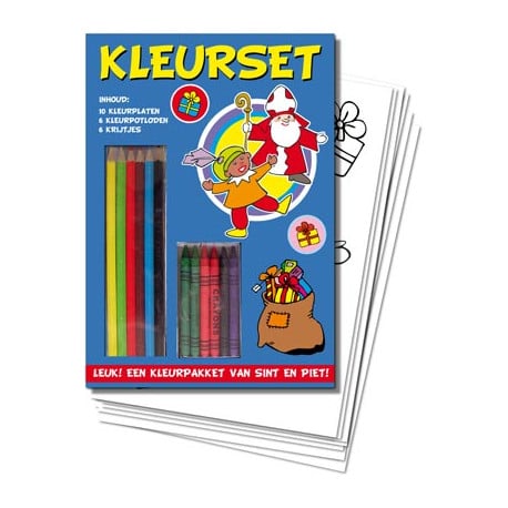 Van der Doelen Sinterklaas Malset mit Malseiten, Farben und Buntstiften