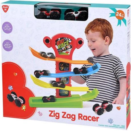 Playgo – Zick-Zack-Rennautobahn mit 2 Rennwagen