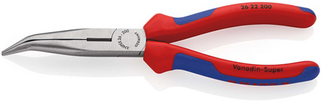 Knipex Flachspitzzange mit Seitenschneider (Telefonzange) | 200mm Länge | Mehrkomponentengriffe | schwarz atramentiert - 26 22 200 sb