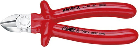 Knipex Seitenschneider verchromt tauchisoliert, VDE-geprüft 160 mm - 7007160