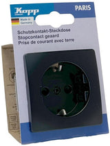 Kopp Paris mattschwarze Einbausteckdose RA + Kindersicherung - 4625300