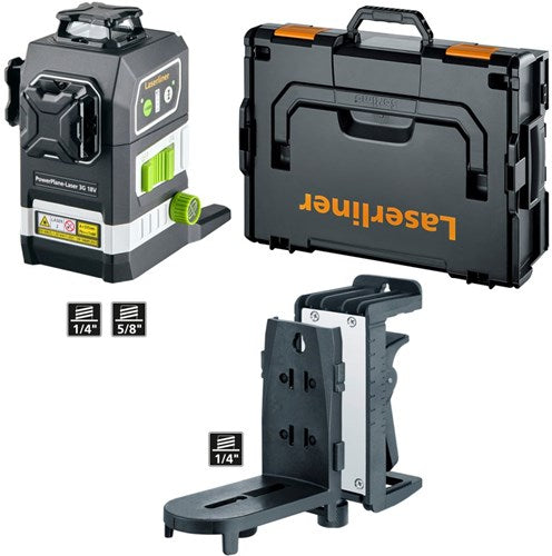 Laserliner Powerplane Laser 3G Multi-18V – Lieferung mit 7-teiligem Netzteil-Set 036.380.70 – 036.380l