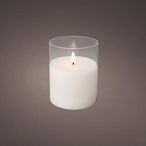 Enzo led flakkerkaars in glas 10x12,5cm wit - 5509675