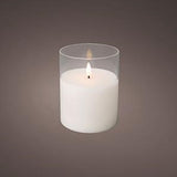 Enzo led flakkerkaars in glas 10x12,5cm wit - 5509675