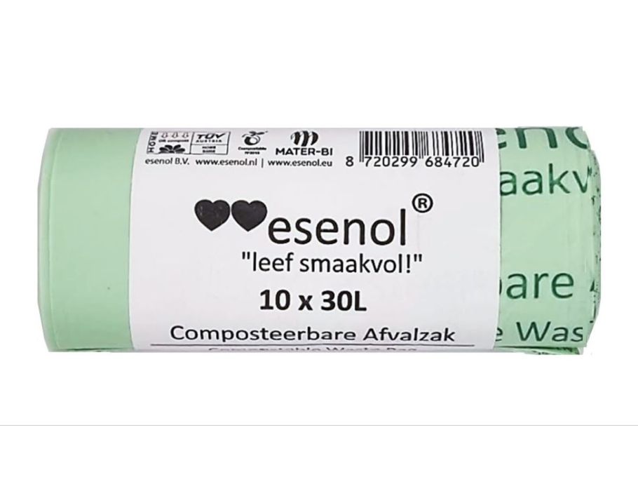 Esenol kompostierbare Abfallbeutel 30 Liter - 1 Rolle von 10st