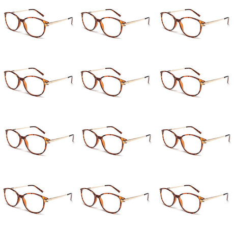 Spectrum 12 Stück Lesebrille Havanna gold sortiert klassisch rund