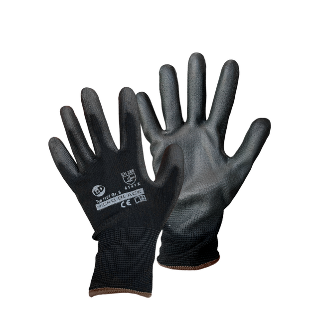 Leipold doehle werkhandschoen nylon-pu micro black maat 9