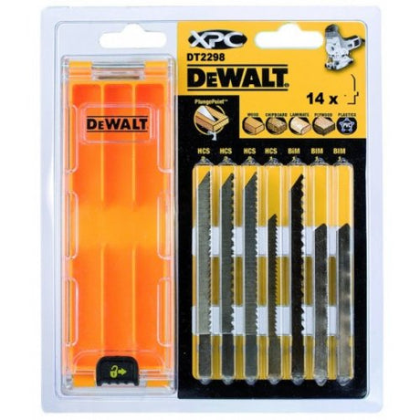 Dewalt DT2298 14-teiliges Stichsägeblatt-Set XPC in Kassette – Holz-Kunststoff-Laminat