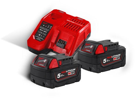 Milwaukee m18 nrg-502 | Batterie-Starterset 18 V (2 x 5,0 Ah-Batterie + Schnellladegerät M12-M18) – 4933459217