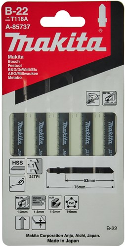 Makita Zubehör Stichsägeblatt B22 - T118a | 5 Stück - a-85737