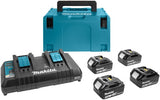 Makita-Zubehör 18-V-Li-Ionen-Akku-Starterset 197626-8 (4x BL1850B 5,0 Ah) + Duo-Ladegerät DC18RD in MBox – 197626-8