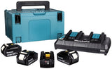 Makita-Zubehör 18-V-Li-Ionen-Akku-Starterset 197626-8 (4x BL1850B 5,0 Ah) + Duo-Ladegerät DC18RD in MBox – 197626-8