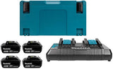 Makita-Zubehör 18-V-Li-Ionen-Akku-Starterset 198091-4 (4x BL1860B 6,0 Ah) + Duo-Ladegerät DC18RD in MBox – 198091-4