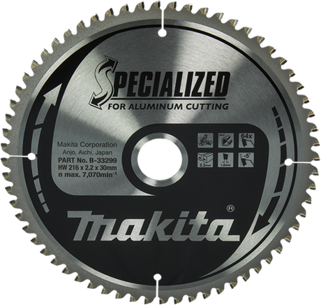 Makita Zubehör Kappsägeblatt Aluminium | spezialisiert 216x30x2,2 64t -5g - b-33299 - b-33299
