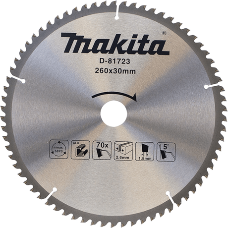 Makita Zubehör Kappsägeblatt Aluminium | Standard 260x30x2,8 70t 5g - d-81723