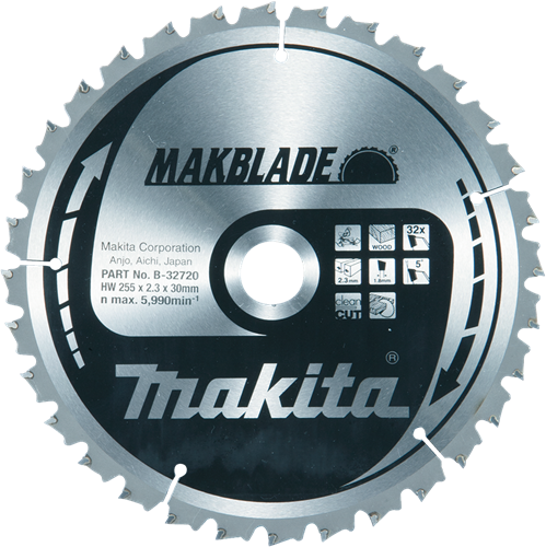 Makita Zubehör Kappsägeblatt Holz | Makblade 255x30x2,3 32t 5g - b-32720 b-32720