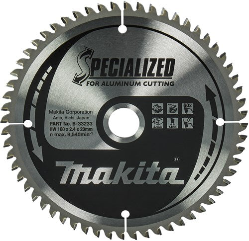 Makita Zubehör Kreissägeblatt | Aluminium | 160x20x2,4 60t 0g - b-33233