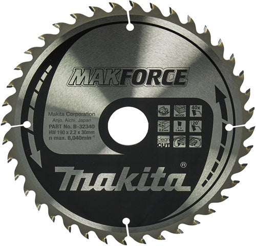 Makita Zubehör Kreissägeblatt | Holz | 190x30x2,2 40t 20g - b-32340
