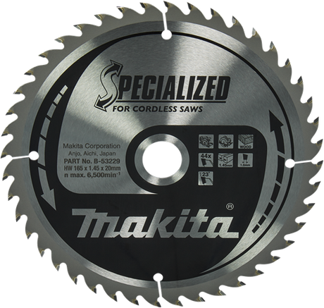 Makita Zubehör Kreissägeblatt Holz | Spezialisiert 165x20x1,45 44t 23g - B-53229 B-53229
