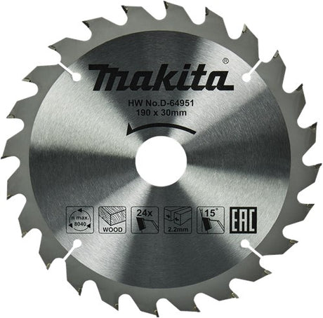 Makita Zubehör Kreissägeblatt Holz | Standard, 190x30x2,2 T24 15g - D-64951 - D-64951