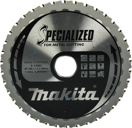 Makita Zubehör Kreissägeblatt Stahl | spezialisiert 185x30x1,4 38t 0g - e-14283 e-14283