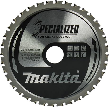 Makita Zubehör Kreissägeblatt Stahl | Spezialisiert 185x30x1,9 36t 0g - B-33417 B-33417