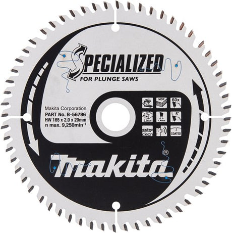 Makita Zubehör Tauchkreissägeblatt Melamin | Spezialisiert 165x20x2,0 60t 5g – B-56786