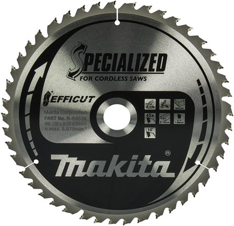 Zubehör für Makita-Sägemaschine Efficut 260 x 30 x 2,15 45 Zähne 10 g – B-64624 – B-64630