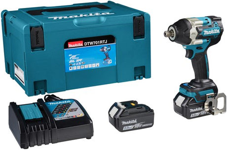 Makita dtw701rtj | 18v | Akku-Schlagschrauber | 1 2 mit federbelastetem Sicherungsstift | 2 x 5,0 Ah Akku + Schnellladegerät | in mbox