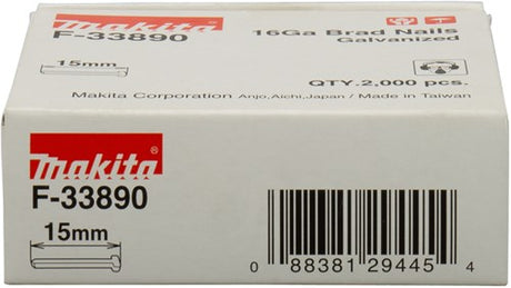Makita-Zubehör, Länge 15 mm, Version verzinkter Draht, Stärke 1,61 mm – F-33890
